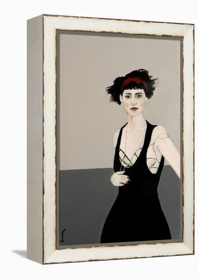 Lady in Black with Red Headband, 2016-Susan Adams-Framed Premier Image Canvas