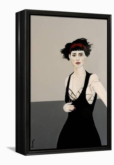 Lady in Black with Red Headband, 2016-Susan Adams-Framed Premier Image Canvas