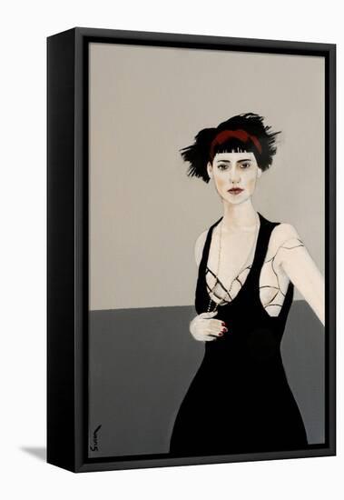 Lady in Black with Red Headband, 2016-Susan Adams-Framed Premier Image Canvas