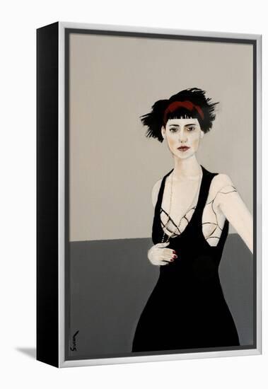 Lady in Black with Red Headband, 2016-Susan Adams-Framed Premier Image Canvas