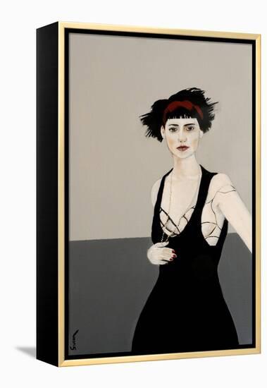 Lady in Black with Red Headband, 2016-Susan Adams-Framed Premier Image Canvas