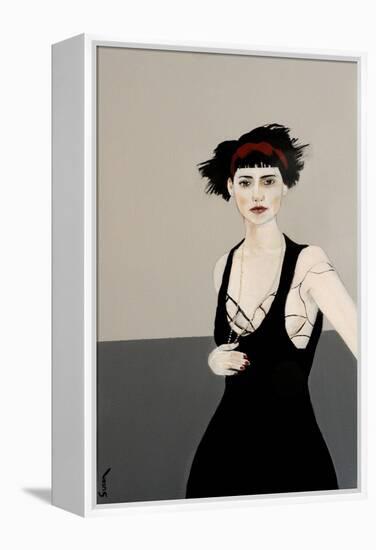 Lady in Black with Red Headband, 2016-Susan Adams-Framed Premier Image Canvas