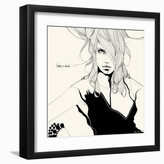 Lady in Black-Manuel Rebollo-Framed Art Print