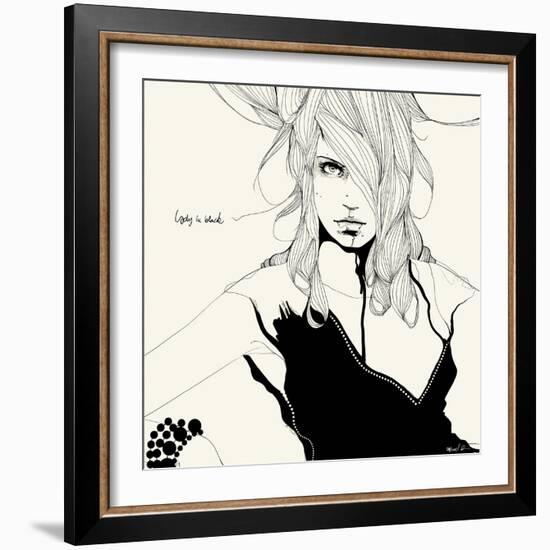 Lady in Black-Manuel Rebollo-Framed Premium Giclee Print