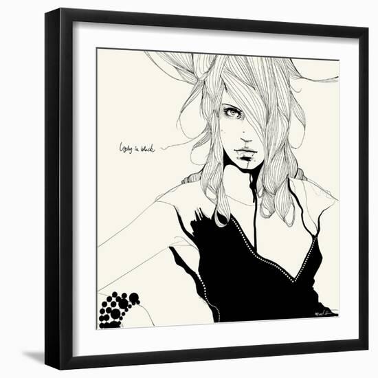 Lady in Black-Manuel Rebollo-Framed Premium Giclee Print