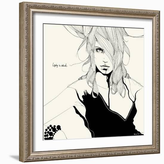 Lady in Black-Manuel Rebollo-Framed Art Print