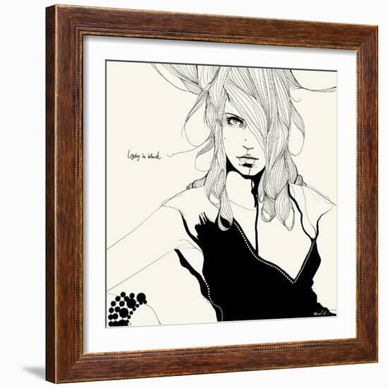 Lady in Black-Manuel Rebollo-Framed Art Print