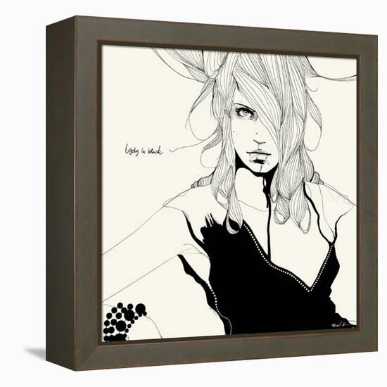 Lady in Black-Manuel Rebollo-Framed Stretched Canvas