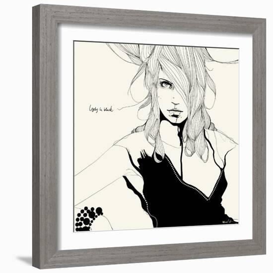 Lady in Black-Manuel Rebollo-Framed Art Print