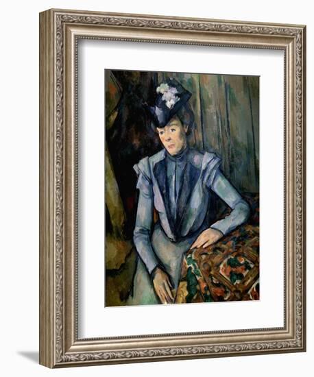 Lady in Blue (Madame Cézann), C1900-Paul Cézanne-Framed Giclee Print