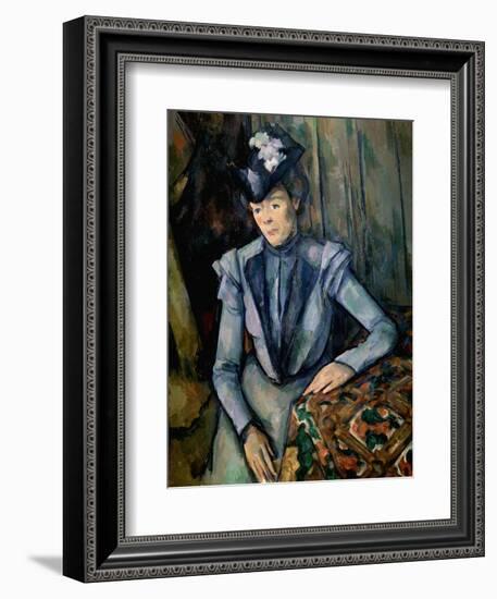 Lady in Blue (Madame Cézann), C1900-Paul Cézanne-Framed Giclee Print