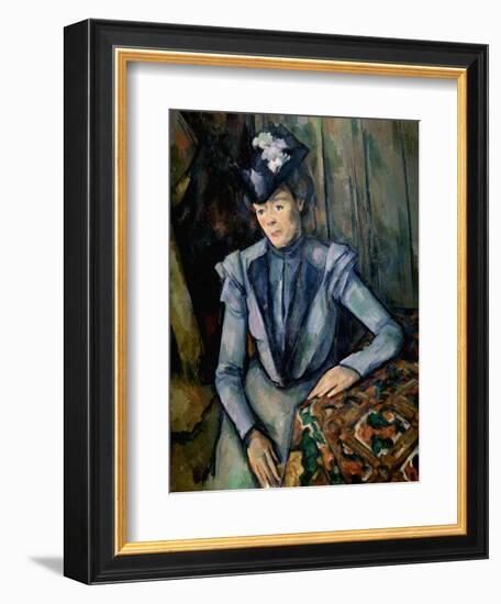 Lady in Blue (Madame Cézann), C1900-Paul Cézanne-Framed Giclee Print