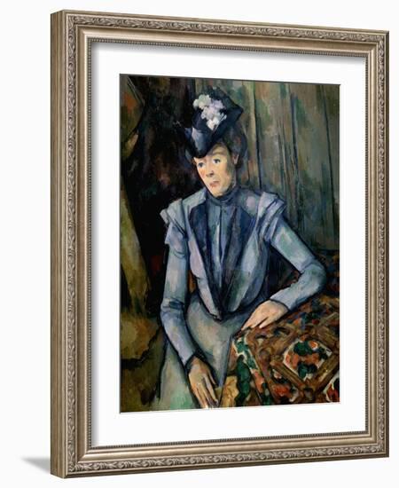 Lady in Blue (Madame Cézann), C1900-Paul Cézanne-Framed Giclee Print