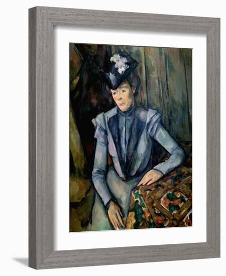 Lady in Blue (Madame Cézann), C1900-Paul Cézanne-Framed Giclee Print