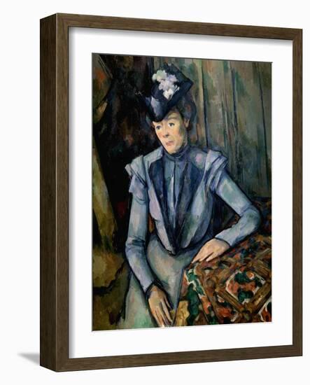 Lady in Blue (Madame Cézann), C1900-Paul Cézanne-Framed Giclee Print