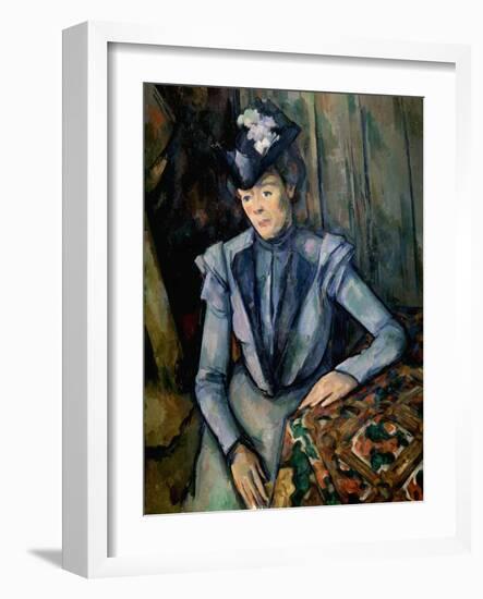 Lady in Blue (Madame Cézann), C1900-Paul Cézanne-Framed Giclee Print