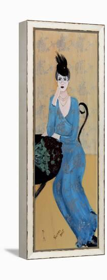 Lady in Blue Seated, 2015-Susan Adams-Framed Premier Image Canvas