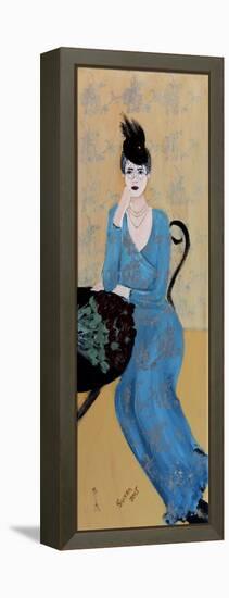 Lady in Blue Seated, 2015-Susan Adams-Framed Premier Image Canvas