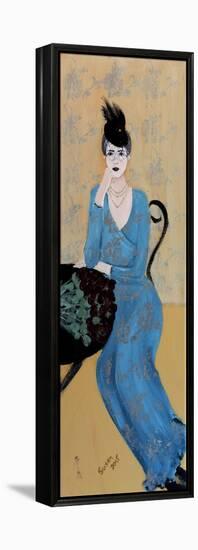 Lady in Blue Seated, 2015-Susan Adams-Framed Premier Image Canvas