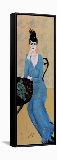 Lady in Blue Seated, 2015-Susan Adams-Framed Premier Image Canvas