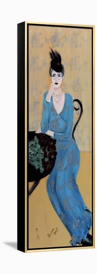 Lady in Blue Seated, 2015-Susan Adams-Framed Premier Image Canvas