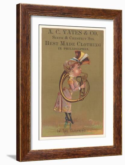 Lady in Bustle Playing French Horn-null-Framed Art Print