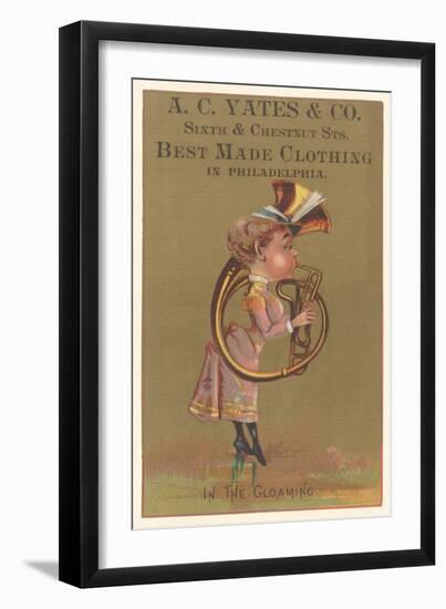 Lady in Bustle Playing French Horn-null-Framed Art Print