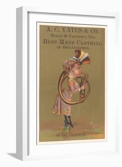 Lady in Bustle Playing French Horn-null-Framed Art Print