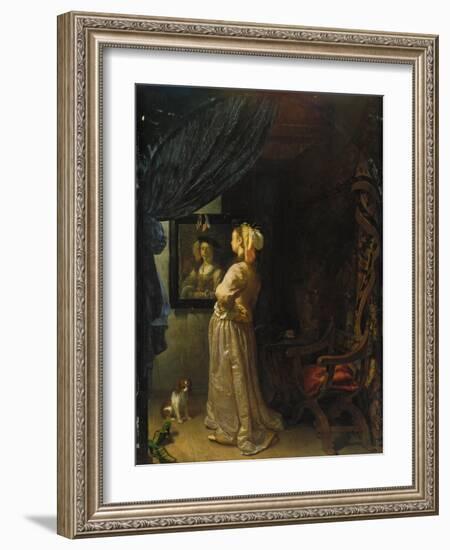 Lady in Front of Mirror-Frans Van Mieris-Framed Giclee Print