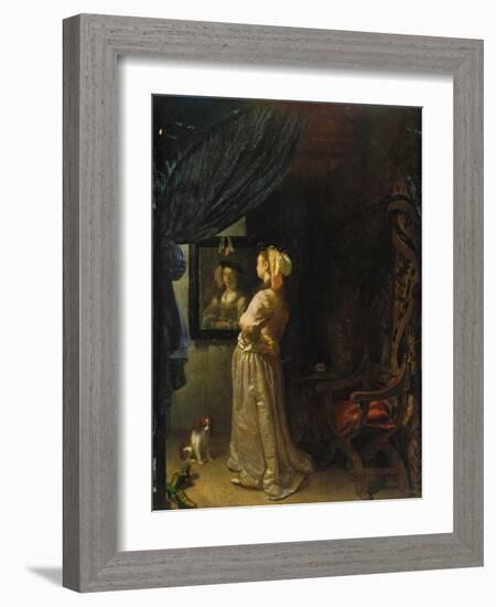 Lady in Front of Mirror-Frans Van Mieris-Framed Giclee Print