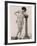 Lady in Her Undies and Gartered Stockings Leans Cheekily on a Pillar-null-Framed Photographic Print