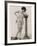 Lady in Her Undies and Gartered Stockings Leans Cheekily on a Pillar-null-Framed Photographic Print