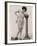 Lady in Her Undies and Gartered Stockings Leans Cheekily on a Pillar-null-Framed Photographic Print