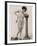 Lady in Her Undies and Gartered Stockings Leans Cheekily on a Pillar-null-Framed Photographic Print