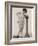 Lady in Her Undies and Gartered Stockings Leans Cheekily on a Pillar-null-Framed Photographic Print