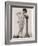 Lady in Her Undies and Gartered Stockings Leans Cheekily on a Pillar-null-Framed Photographic Print