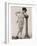 Lady in Her Undies and Gartered Stockings Leans Cheekily on a Pillar-null-Framed Photographic Print