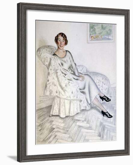 Lady in Interior, 1925-Boris Michaylovich Kustodiev-Framed Giclee Print