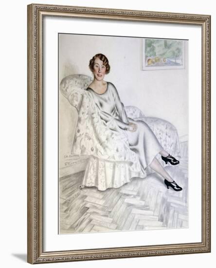 Lady in Interior, 1925-Boris Michaylovich Kustodiev-Framed Giclee Print