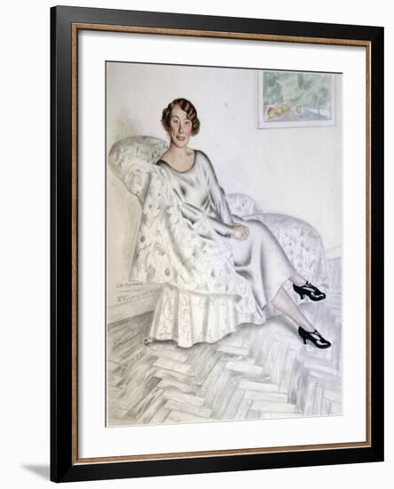 Lady in Interior, 1925-Boris Michaylovich Kustodiev-Framed Giclee Print