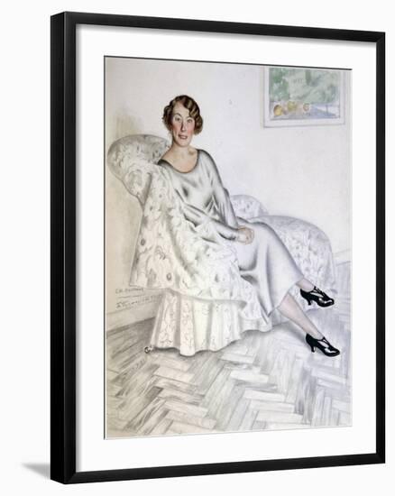 Lady in Interior, 1925-Boris Michaylovich Kustodiev-Framed Giclee Print