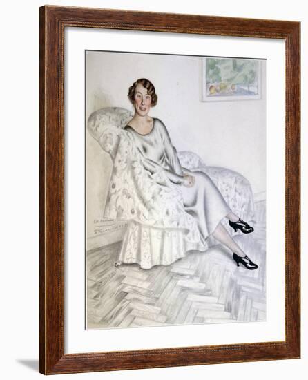 Lady in Interior, 1925-Boris Michaylovich Kustodiev-Framed Giclee Print