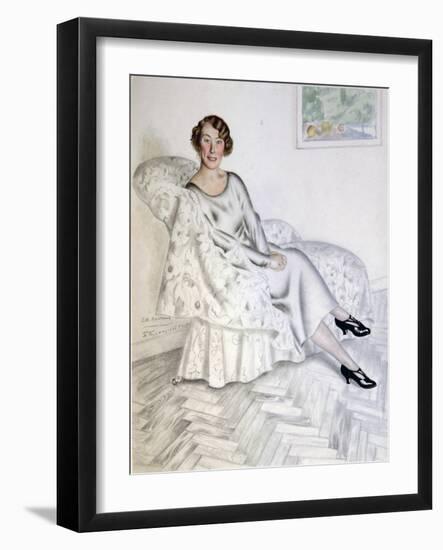 Lady in Interior, 1925-Boris Michaylovich Kustodiev-Framed Giclee Print