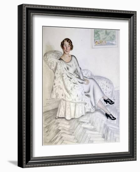 Lady in Interior, 1925-Boris Michaylovich Kustodiev-Framed Giclee Print