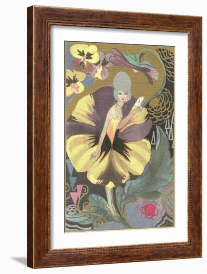 Lady in Pansy Dress-null-Framed Art Print