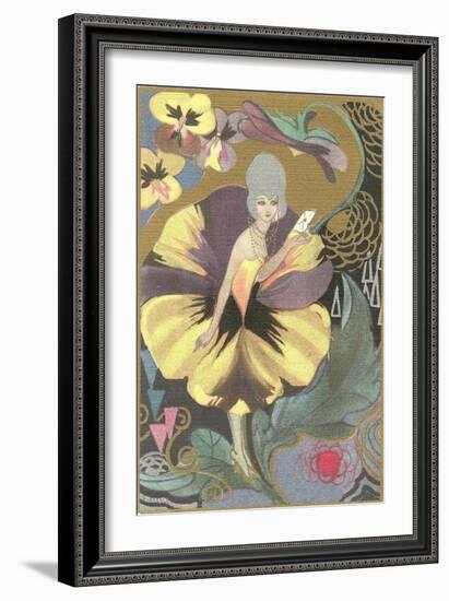Lady in Pansy Dress-null-Framed Art Print