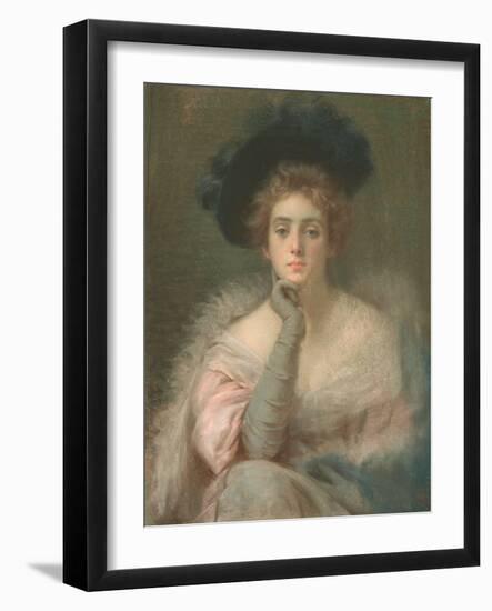 Lady in Pink, 1898 (Pastel on Paper)-Joseph W Gies-Framed Giclee Print