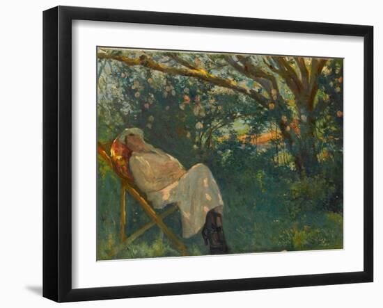 Lady in Pink on a Chaise Longue, 1904 (Oil on Canvas)-Nazmi Ziya Gueran-Framed Giclee Print