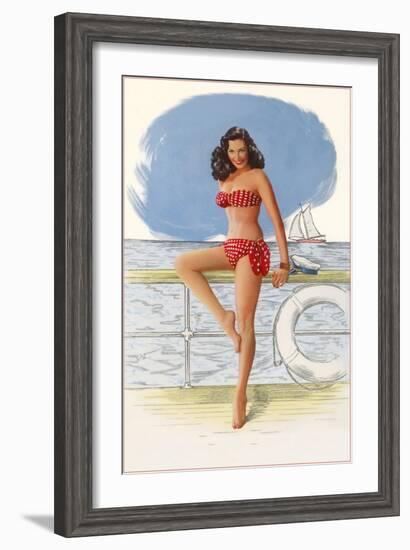 Lady in Polka-Dot Two-Piece-null-Framed Art Print