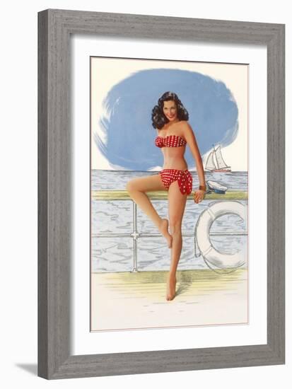Lady in Polka-Dot Two-Piece-null-Framed Art Print
